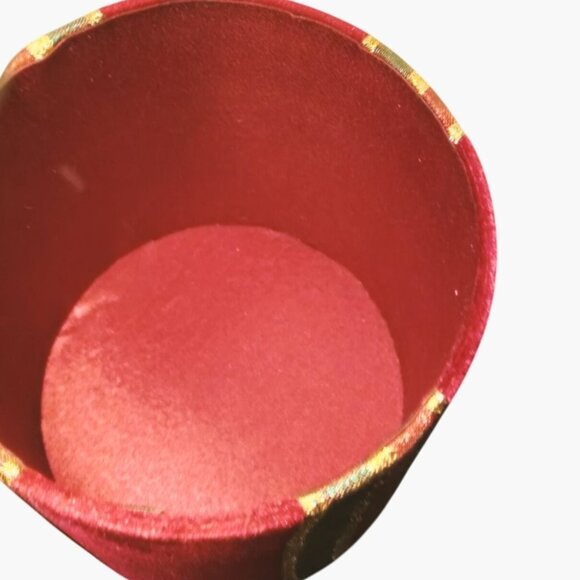 Lindy Bowman Co Red Velvet Gift Box Green Gold Ribbon Bow Lid Christmas Holiday - Picture 5 of 10